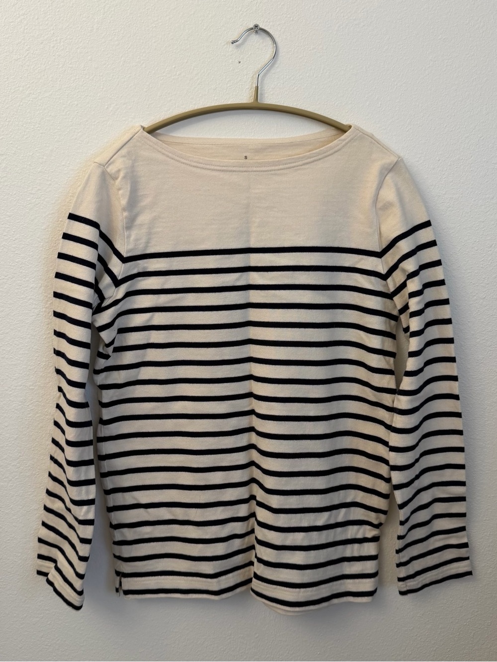 100% cotton Striped Long Sleeve Top - Black on Cream
